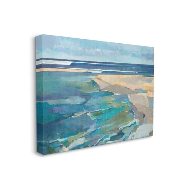 Stupell Home Decor Abstract Beach Landscape Wall Art - Blue, 36x48, 36 x 1.5 x 48 inches