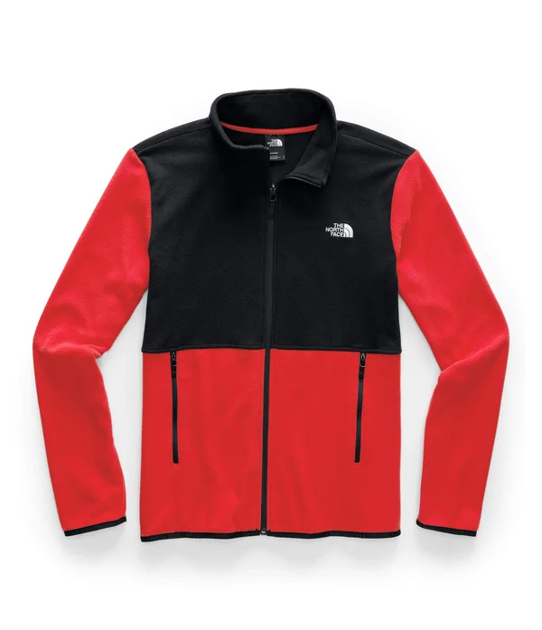 The North Face Men's TKA Glacier Full Zip Jacket Fiery Red/TNF Black - XXL