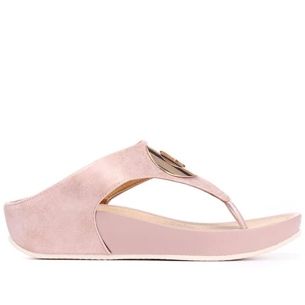 Bellissimo Women's Metallic Toe Post Sandal - Tan - US 07