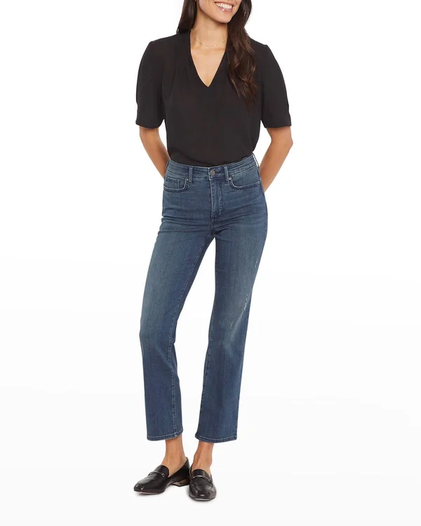 Nydj Women's Marilyn Straight Ankle Jeans in Greenwich - Regular, Size: 0, Denim