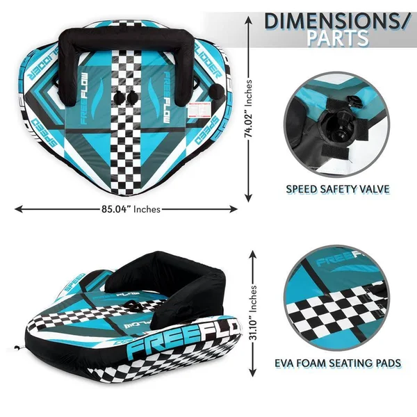 Heavy-Duty Inflatable Towable Booster Tube - Two Person Water Tube Boating Float Tow Raft - Watersports Inflatable Pull Boats/Tub