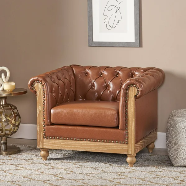 Christopher Knight Home Castalia Club Chair, Dark Brown + Natural