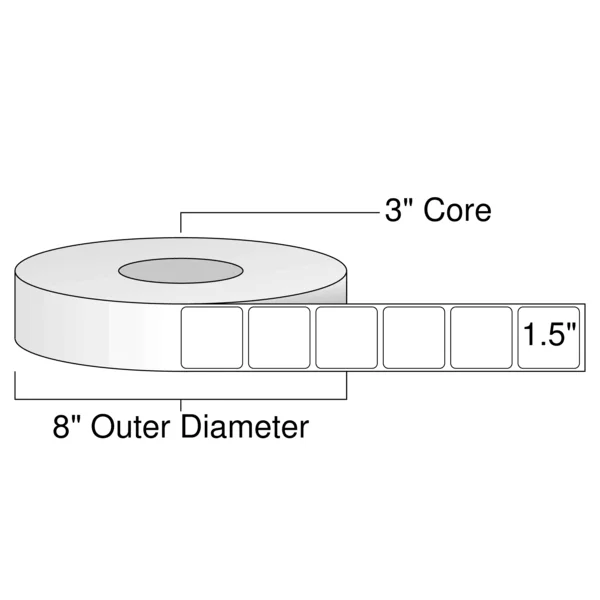 1.5x22 x 1.5x22 Weatherproof Thermal TRANSFER Labels - 1 Roll, 3x22 Core