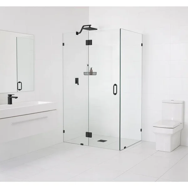 Glass Warehouse GW-90-GH-59-32-MB 59x22 x 78x22 Hinged Frameless Shower Door Finish: Matte Black