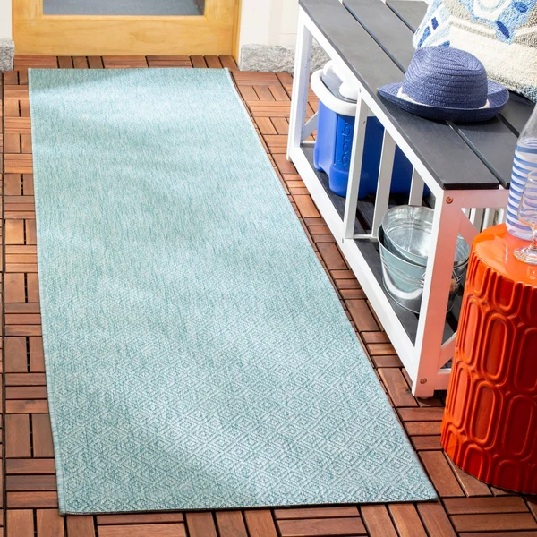 Safavieh 2&-3x22 x 10& Courtyard CY8520-37122 Aqua - Aqua Rug