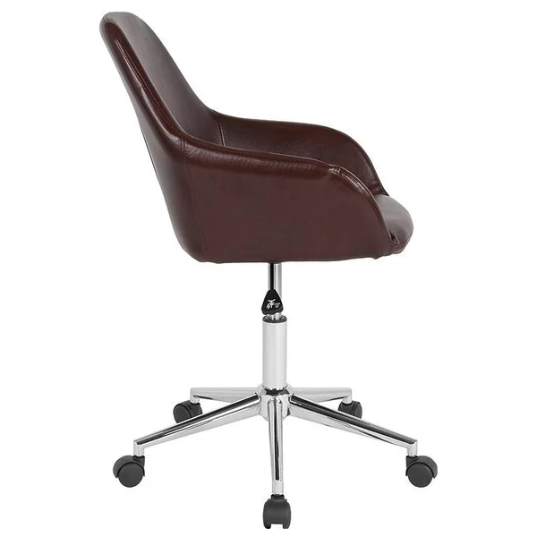 FlashFurniture Cortana Home and Office Leather Mid-Back Chair - Brown