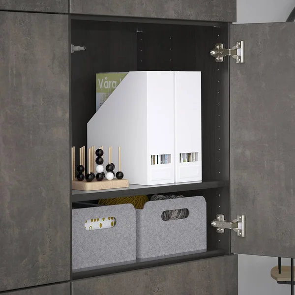 IKEA - BESTÅ Storage Combination with Doors, Black-Brown kallviken/dark Gray Concrete Effect, 47 1/4x16 1/2x76 19205884