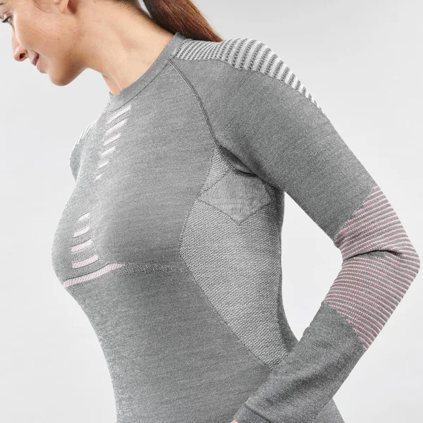 Wedze Women's X-Warm 900 - Ski Base Layer Top in Carbon Gray, Size L/XL