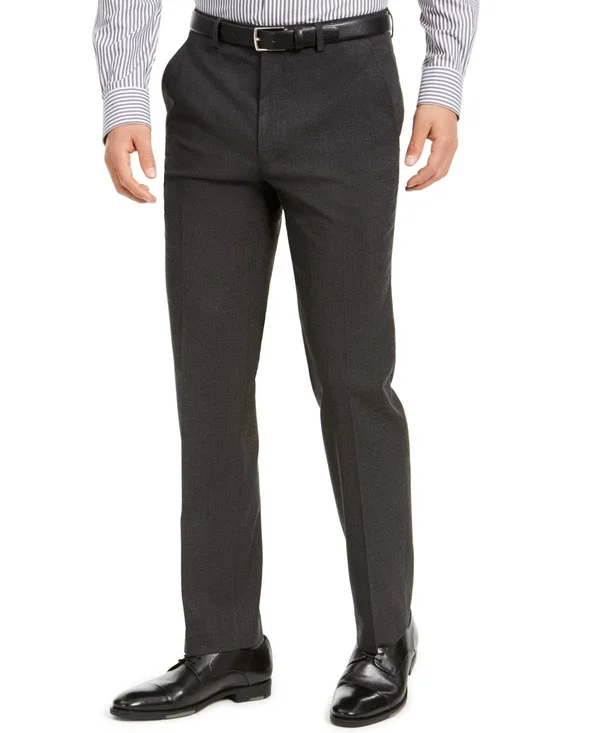 Alfani Men's Classic-Fit Stretch Solid Suit Pants, Created for Macy&s - Charcoal