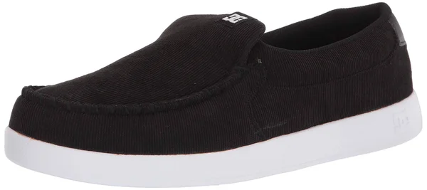 DC Mens Villain 2 Slip on Loafers, Black/Black/White, 8