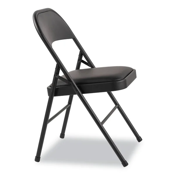 Alera Steel Folding Chair with Two-Brace Support - Padded Seat, Graphite, 4-carton