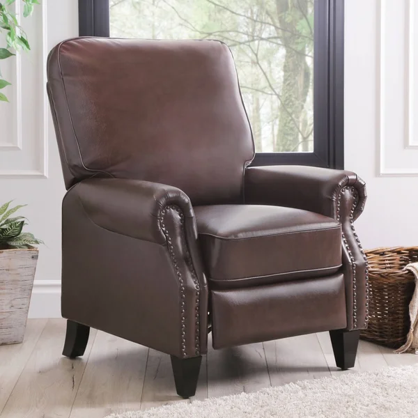 Abbyson Living Braxton Leather Pushback Recliner - Red