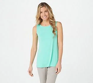 Susan Graver Modern Essentials Liquid Knit Tanktop, Size 3X, Mint Splash