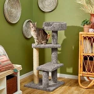 Frisco 41.5-in Real Carpet Wooden Cat Tree - Gray