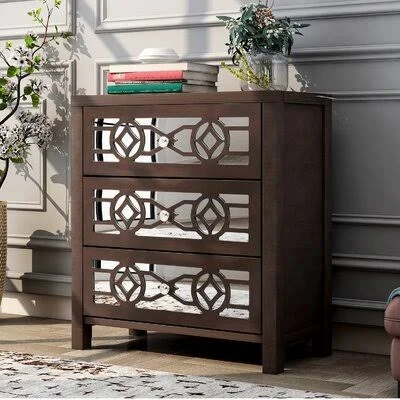 Gazaway 3 Drawer Mirrored Accent Chest Breakwater Bay Color: Espresso