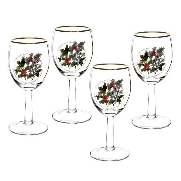 Portmeirion Holly & Ivy Set of 4 Wine Glasses