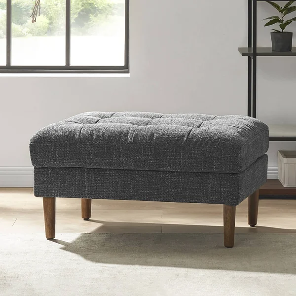 Dark Gray Ottoman, Tufted Cushions, Madison by Castlery
