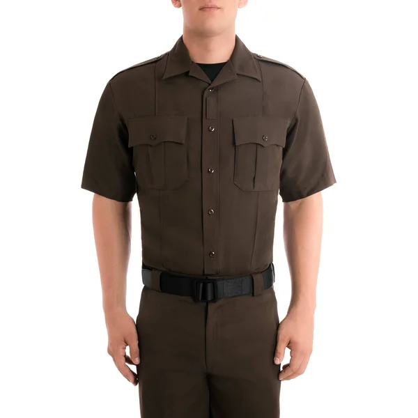 Police Uniform Shirt - Law Enforcement Uniform Shirt - Short SleevePolyester SuperShirt Size 7X-Large Tall in Brown by Blauer