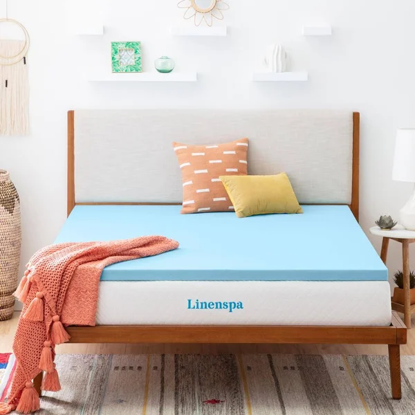 Linenspa Essentials 2 in. Cal King Fast Response Gel Memory Foam Mattress Topper - Blue