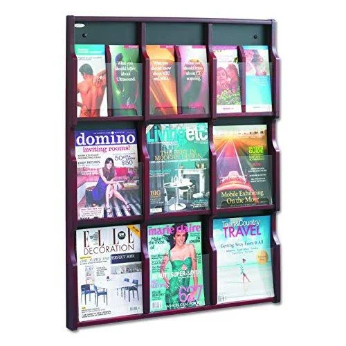 Safco Products 5702MH Expose Literature Display 9 Magazine 18 Pamphlet Mahogany/Black