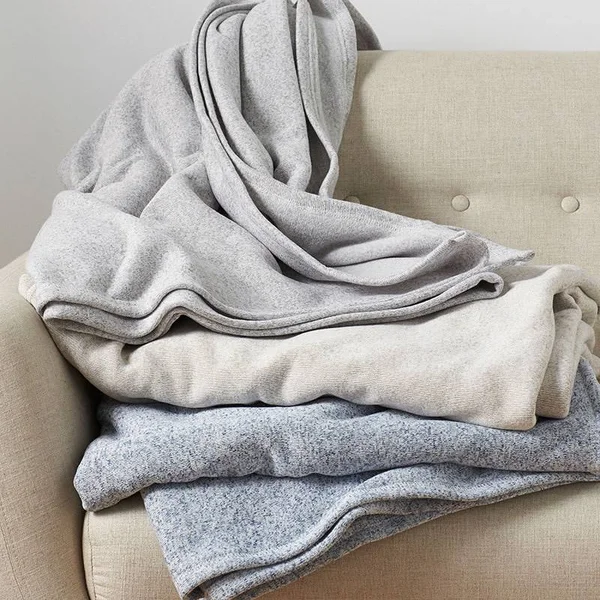 The Company Store Sweatshirt Knit Navy Full/Queen Reversible Blanket - Blue