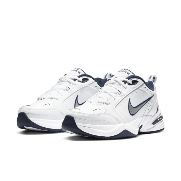 Nike Air Monarch IV Men's Training Shoes - White/Navy/Silver