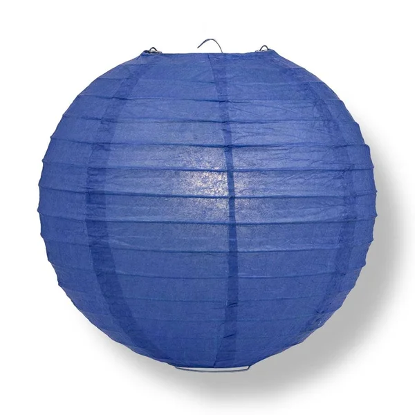 36 inch Dark Blue Jumbo Parallel Ribbing Round Paper Lantern, Single Lantern