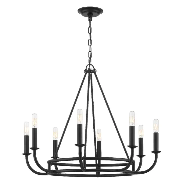 Crystorama BAI-A2108-MK Bailey 8 Light Matte Black Chandelier