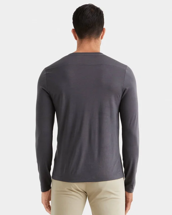 Men's Wool Henley - Rhone Trek Merino Wool Henley, Asphalt, XXL