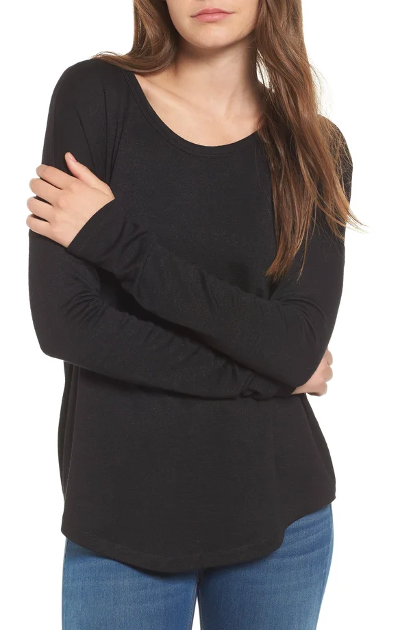 Rag & Bone Hudson Long Sleeve Tee x Small, Black