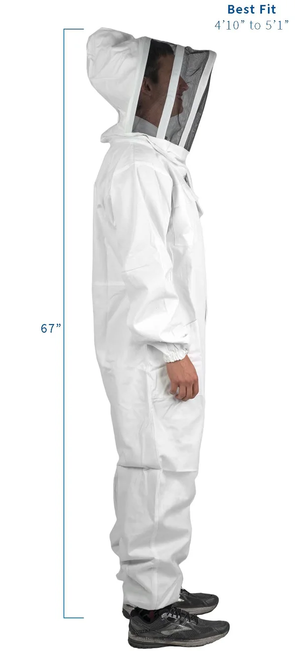 Vivo Professional Small Cotton Full Body Beekeeping Suit with Veil Hood BEE-V106S