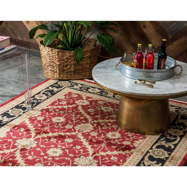 Unique Loom Freesia Edinburgh Area Rug - 5& x 8& Red