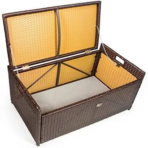 Barton Outdoor Storage Bench Rattan Style Deck Box with Cushion - 60-Gallon