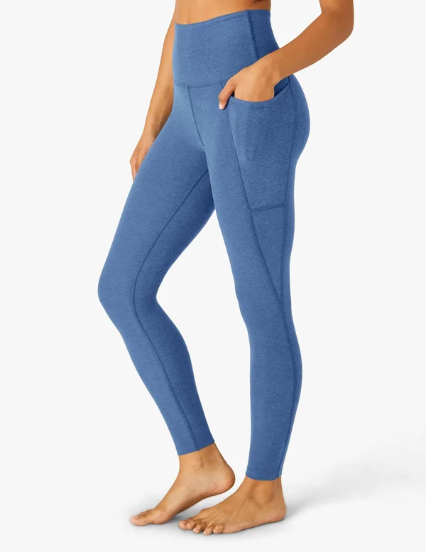 Beyond Yoga Out of Pocket Space Dye High-Waist Mid Leggings, Washed Denim, Women's, XX-S