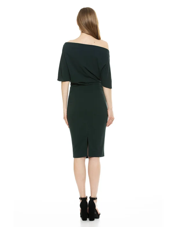 Alexia Admor Olivia Draped One Shoulder Sheath - Emerald, S