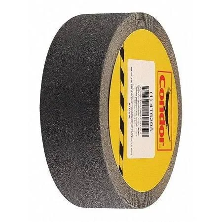 Condor Solid Black Anti-Slip Tape, 2 in x 60.0 ft, 80 Grit Silicon Carbide, Rubber Adhesive, 1 ea - Gran13527, Men's