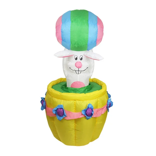 Northlight 5.5& Inflatable Lighted Animated Easter Bunny Basket Outdoor Decoration