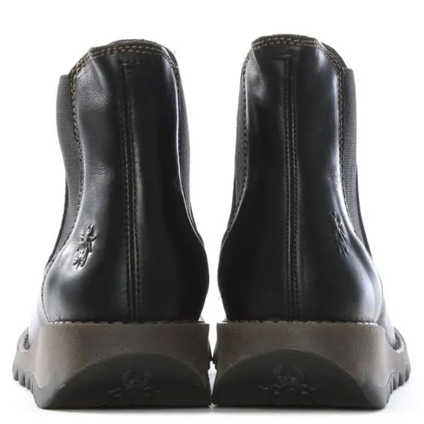 Fly London Salv Black Leather Wedge Chelsea Boots Colour: Black LEATHE