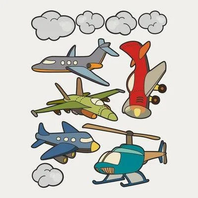 Airplane and Helicopter Wall Decal Zoomie Kids