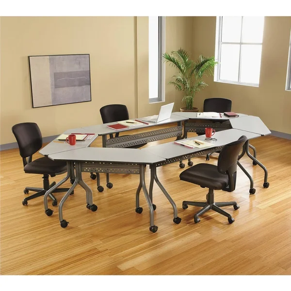 Iceberg OfficeWorks Mobile Training Table - 48x22 Trapezoid - Gray
