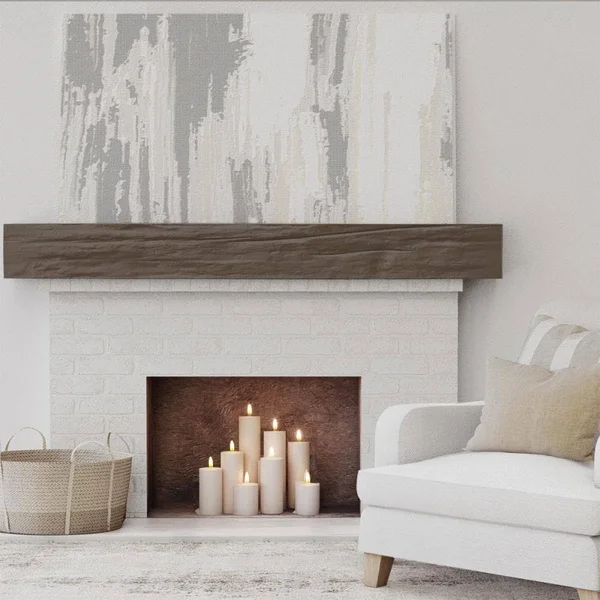 Ekena Millwork MANURW06X06X84BM 6x22H x 6x22D x 84x22W Riverwood Faux Wood Fireplace Mantel, Burnished Mahogany