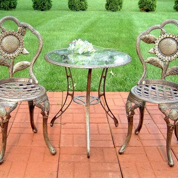 Oakland Living Sunflower Cast Aluminum Bistro Set
