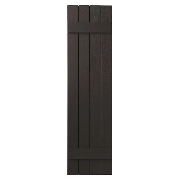 4 Closed Board and Batten Shutter Ply Gem Size: 47x22 H x 15x22 W, Color: Brown