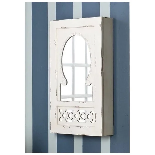 Bowery Hill Wall Mount Jewelry Armoire in Antique White - BH-627574