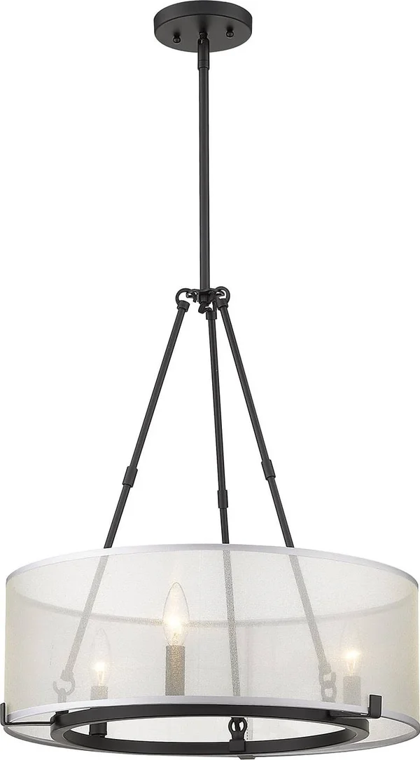 Golden Lighting-5019-3 BLK-Alyssa 3 Light Chandelier Matte Black