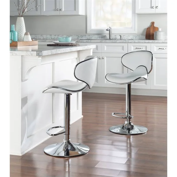 Powell Adjustable Bar Stool - White
