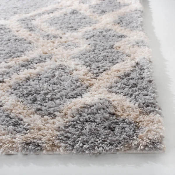 Safavieh Berber Shag Rug Collection BER213G - Grey - Cream - 8& x 8& Round