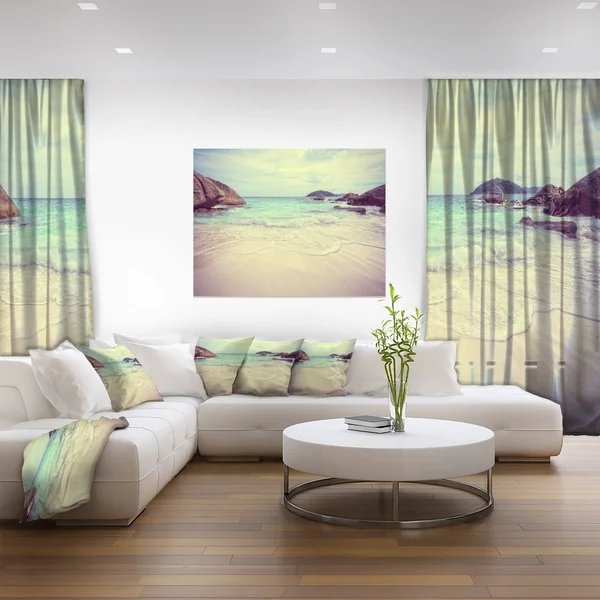 Design Art Vintage Style Seashore Thailand Photographic Print on Wrapped Canvas - White