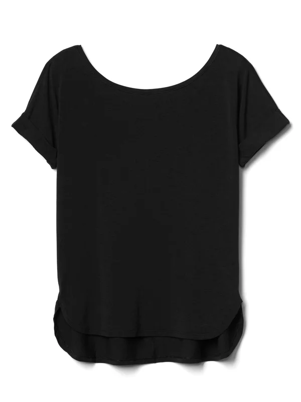 Gap Women's Gapfit Breathe Roll Sleeve T-Shirt True Black Petite Size Xs