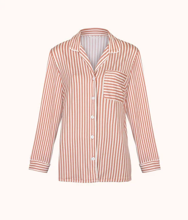 Lively The All Day Lounge Shirt, Size Small in Mini Stripe Shell Pink at Nordstrom